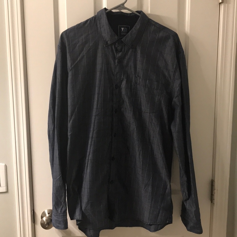 Navy Checkered Button Down